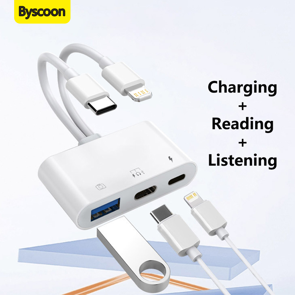 2 in 1 Lightning Type C to USB - Wired Earphone Lightning 评论和价格