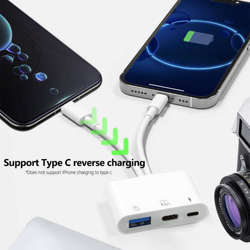 2 in 1 Lightning Type C to USB - Wired Earphone Lightning 评论和价格